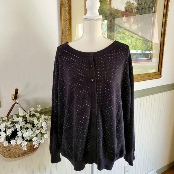 Woman Within | Sweaters | Woman Within Polka Dot Plus Size Cardigan Buttons  Black And White 4x Womens | Poshmark